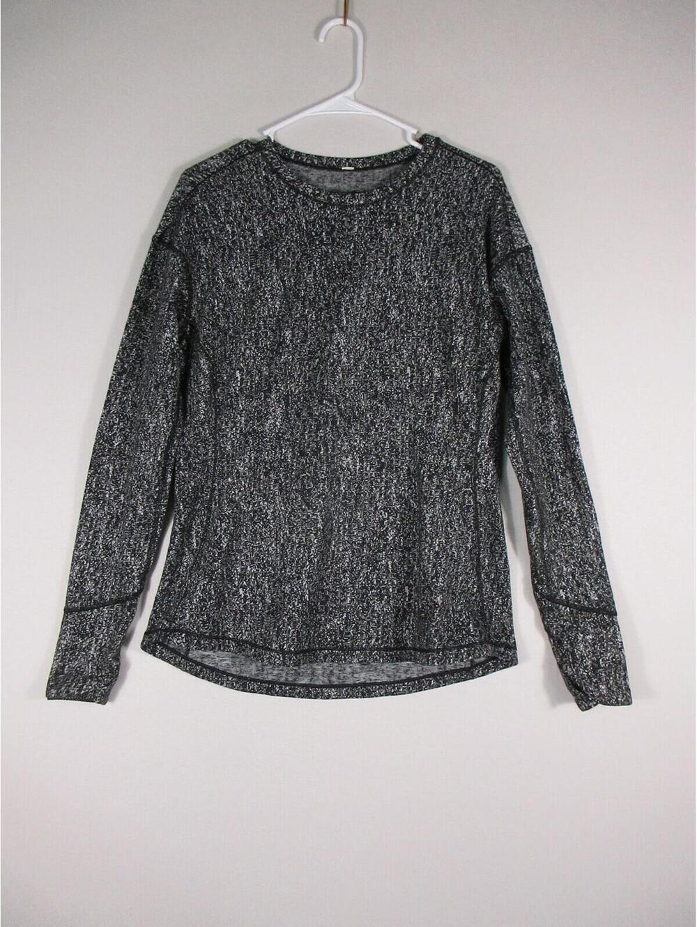 Lululemon Womens Outrun Long Sleeve Running Top Size M Suited Print White/Black - Picture 1 of 7
